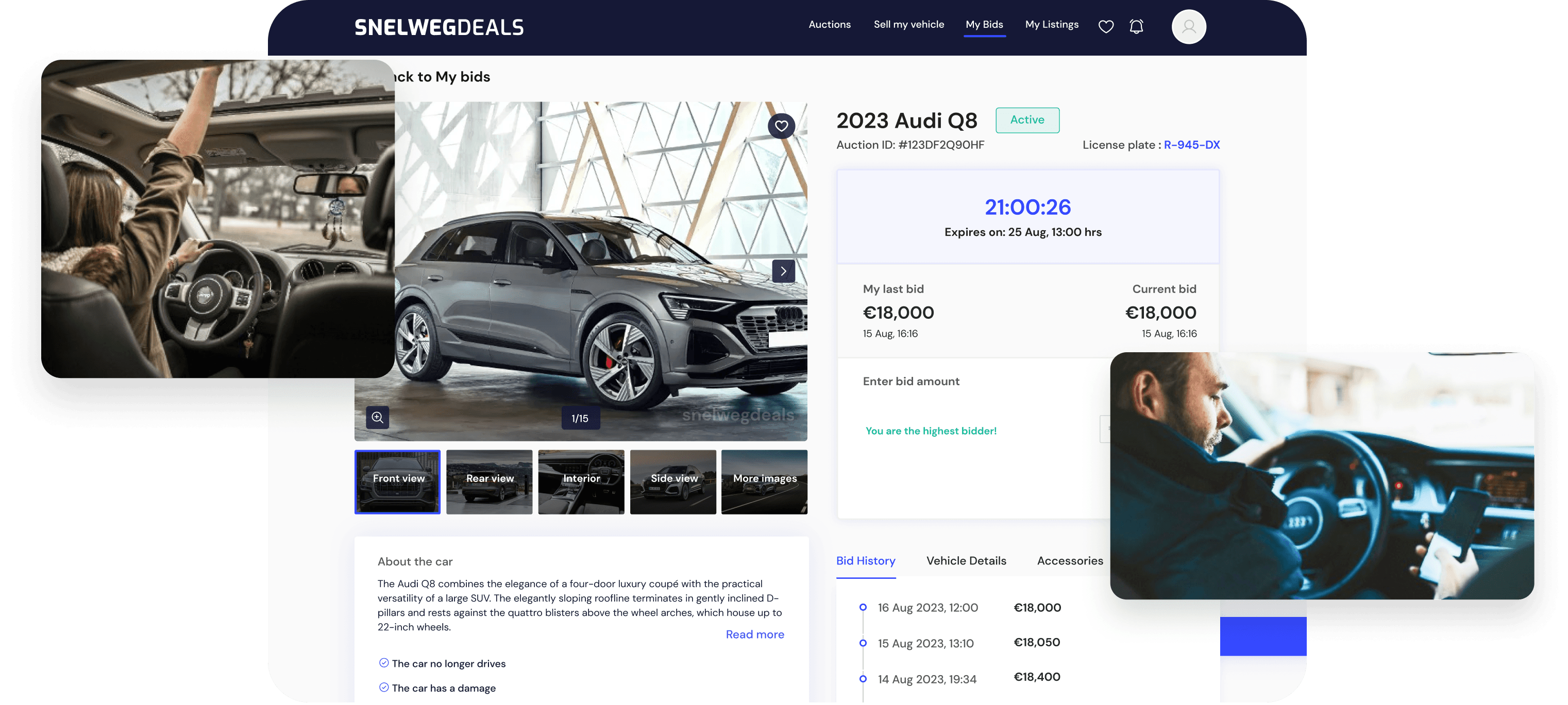 portfolio of centralized marketplace app for buying and selling cars